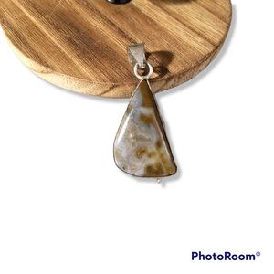 Natural Stone Cabochon Pendant In Sterling Silver